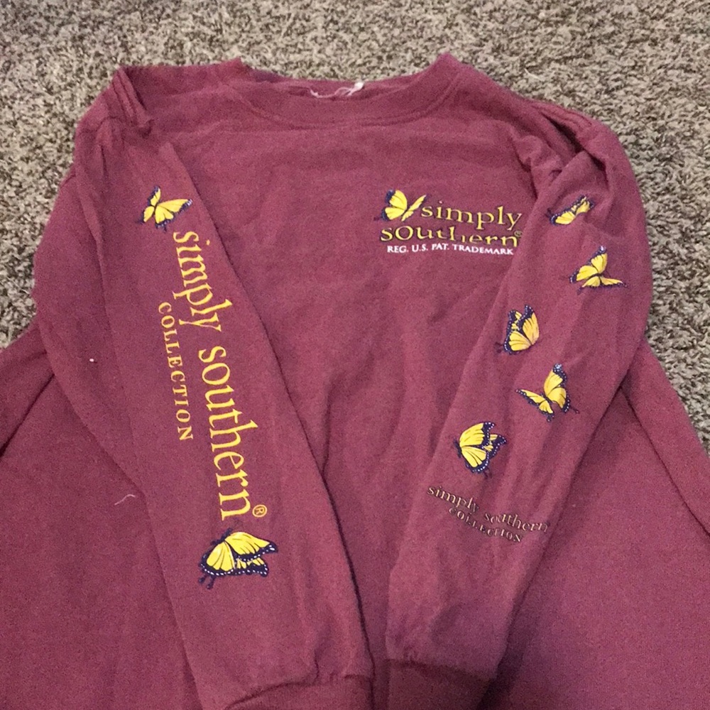 Simply Southern Pink/Red Butterfly Long Sleeve